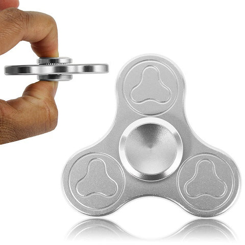 Finger Spinner Tri Aluminium Stripe zilver