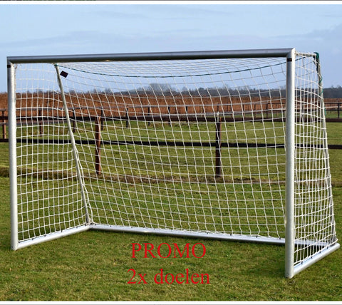 Avyna 2 voetbaldoelen aluminium pro 400x200x166 inclusief doelnet (2x)