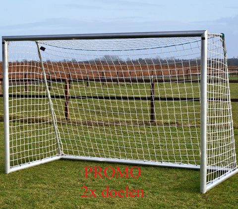 Avyna 2 voetbaldoelen aluminium pro 300x200x166 inclusief doelnet (2x)