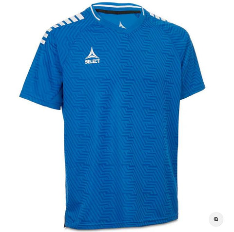 Select Monaco player shirt S/S blauw-wit