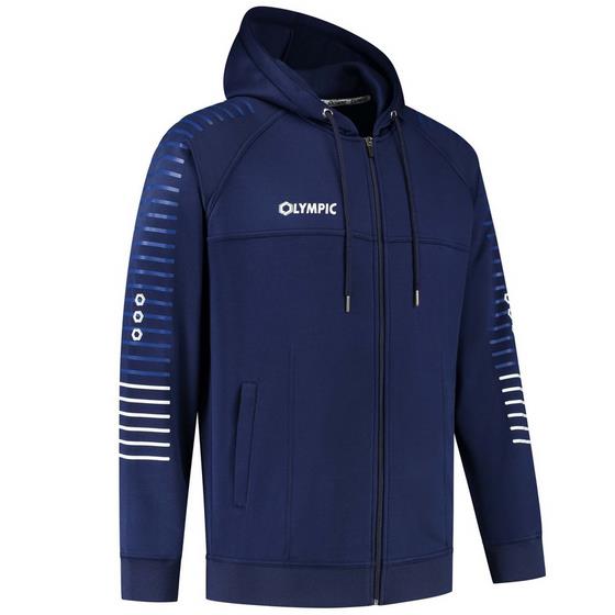 Olympic striped hooded trainingsjacket navy/royal/white