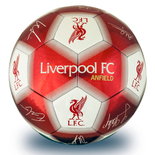 Liverpool FC rode voetbal met handtekeningen spelers (maat 5)